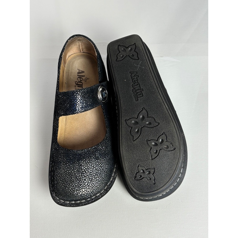 Alegria Paloma Mary Jane Shoes Black Blue Stingray Leather EU 38 US 8-8.5 - Picture 9 of 12
